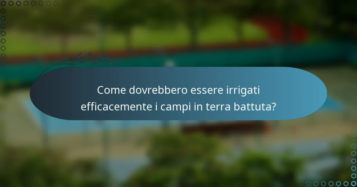 Come dovrebbero essere irrigati efficacemente i campi in terra battuta?