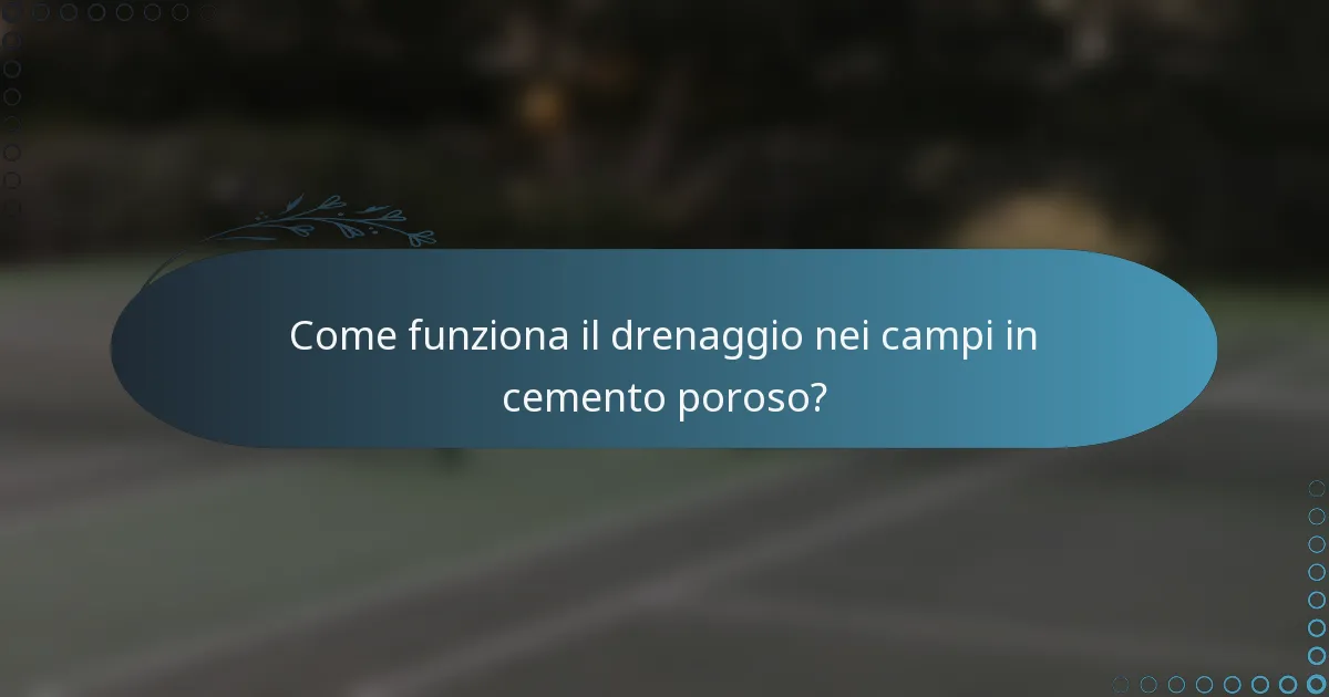 Come funziona il drenaggio nei campi in cemento poroso?