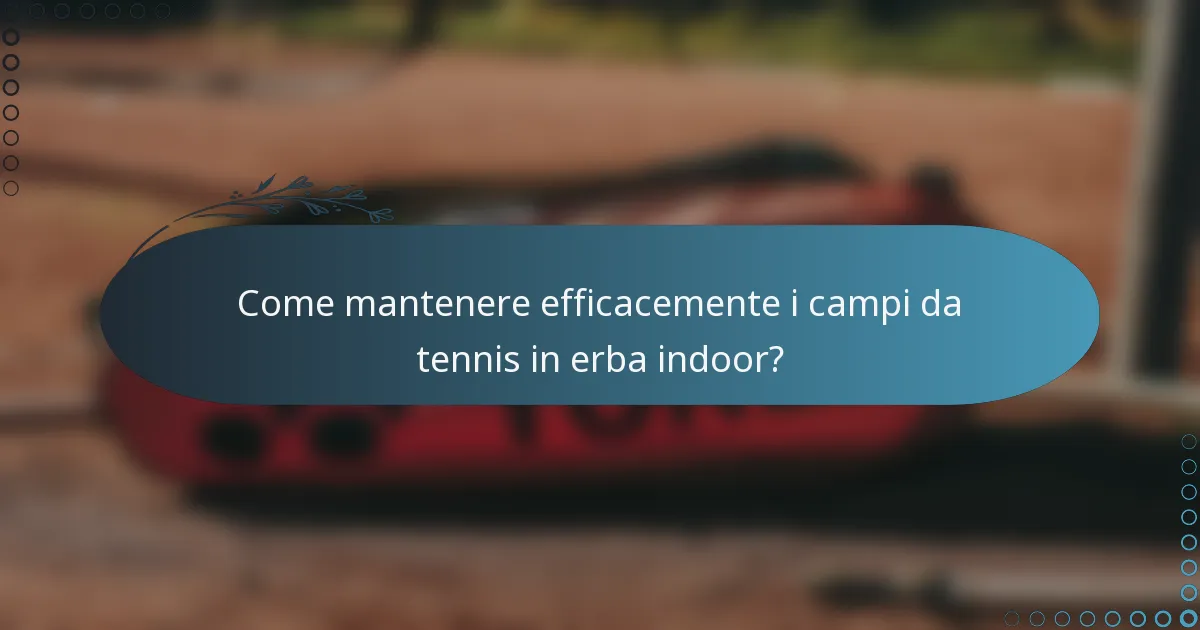 Come mantenere efficacemente i campi da tennis in erba indoor?