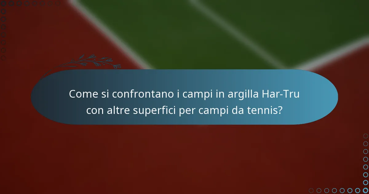 Come si confrontano i campi in argilla Har-Tru con altre superfici per campi da tennis?