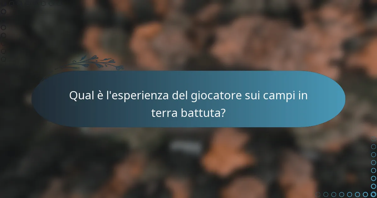 Qual è l'esperienza del giocatore sui campi in terra battuta?