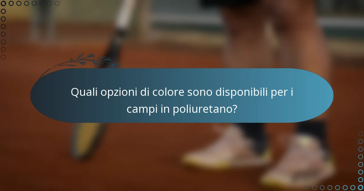 Quali opzioni di colore sono disponibili per i campi in poliuretano?