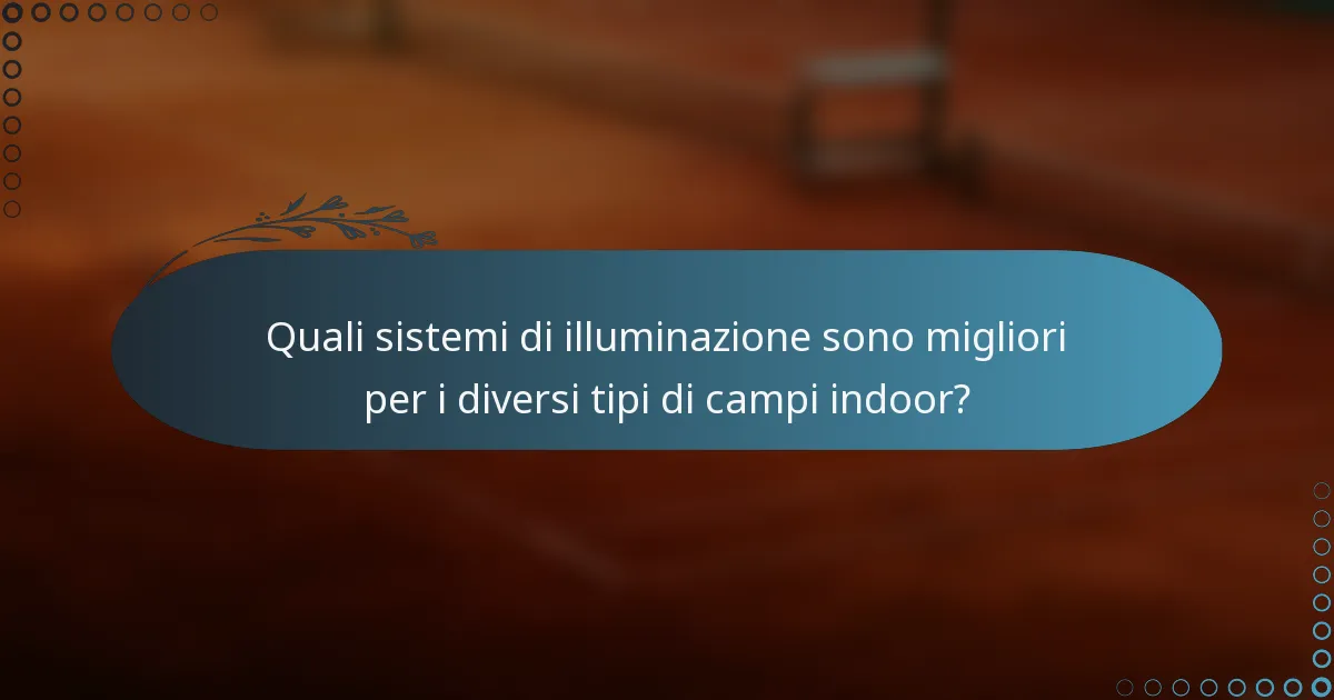 Quali sistemi di illuminazione sono migliori per i diversi tipi di campi indoor?