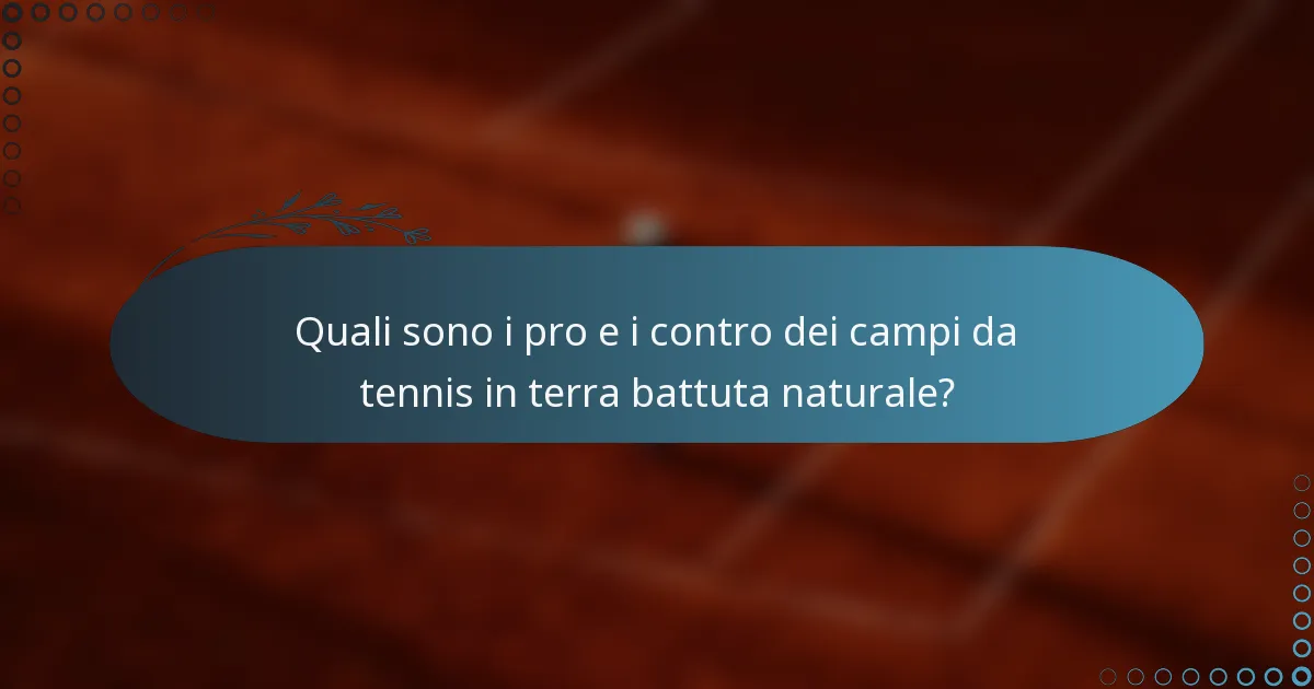 Quali sono i pro e i contro dei campi da tennis in terra battuta naturale?