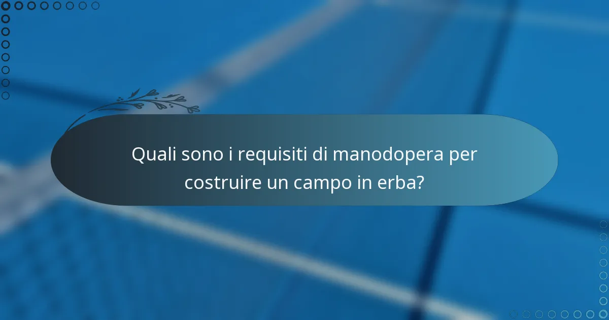 Quali sono i requisiti di manodopera per costruire un campo in erba?