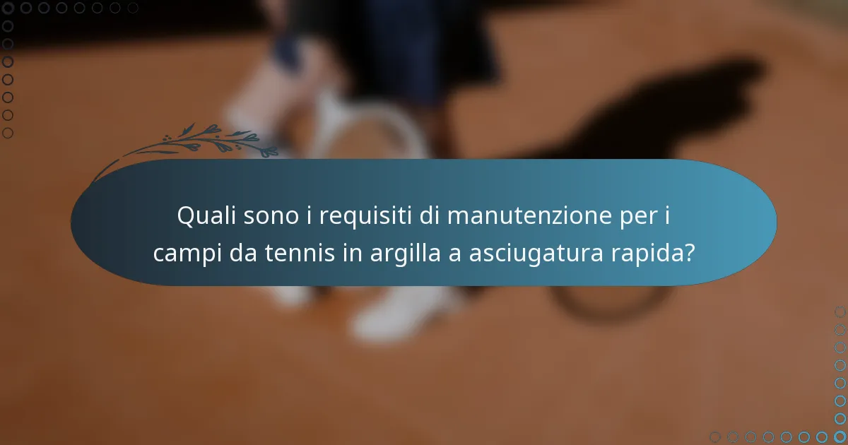 Quali sono i requisiti di manutenzione per i campi da tennis in argilla a asciugatura rapida?