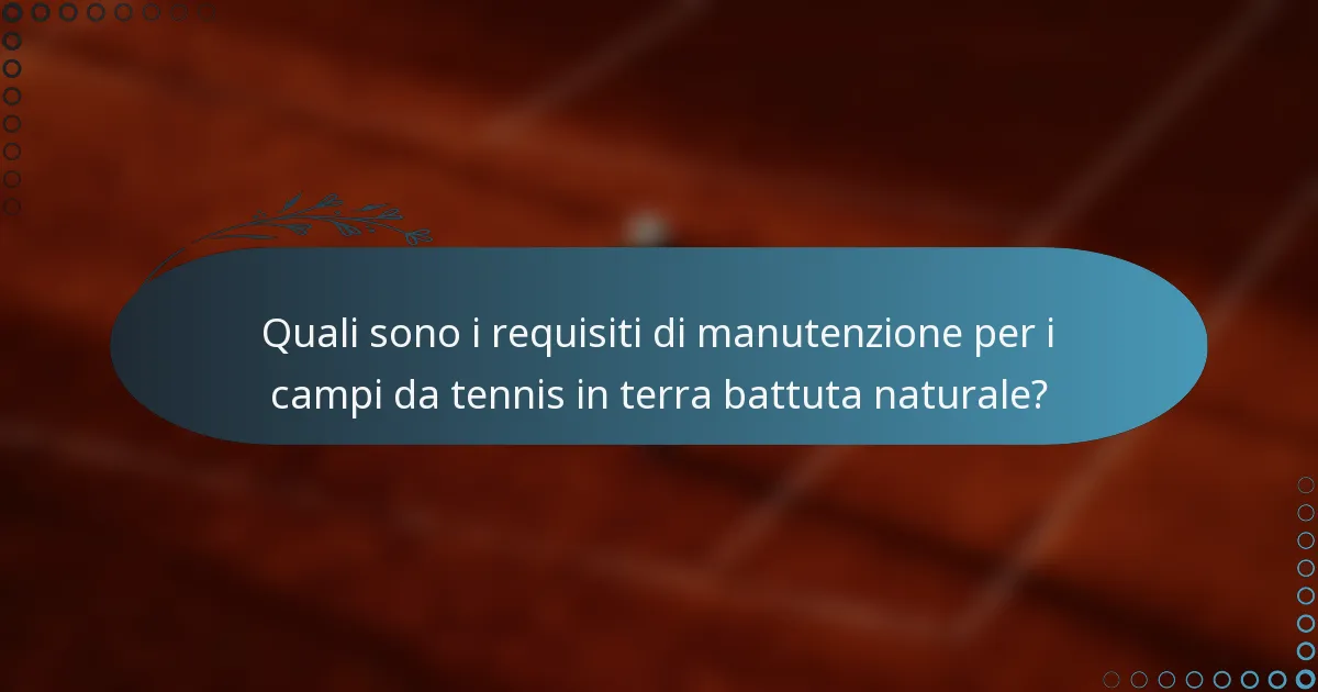 Quali sono i requisiti di manutenzione per i campi da tennis in terra battuta naturale?