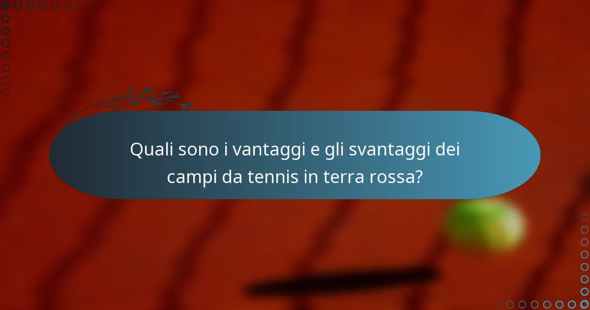 Quali sono i vantaggi e gli svantaggi dei campi da tennis in terra rossa?