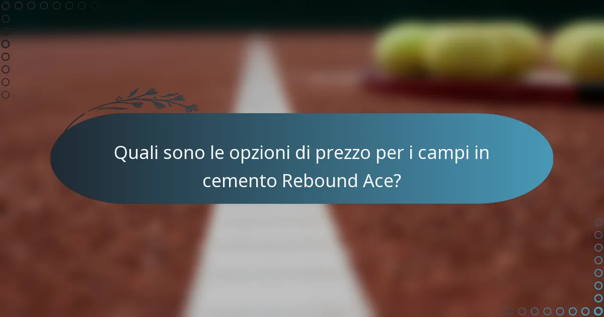 Quali sono le opzioni di prezzo per i campi in cemento Rebound Ace?